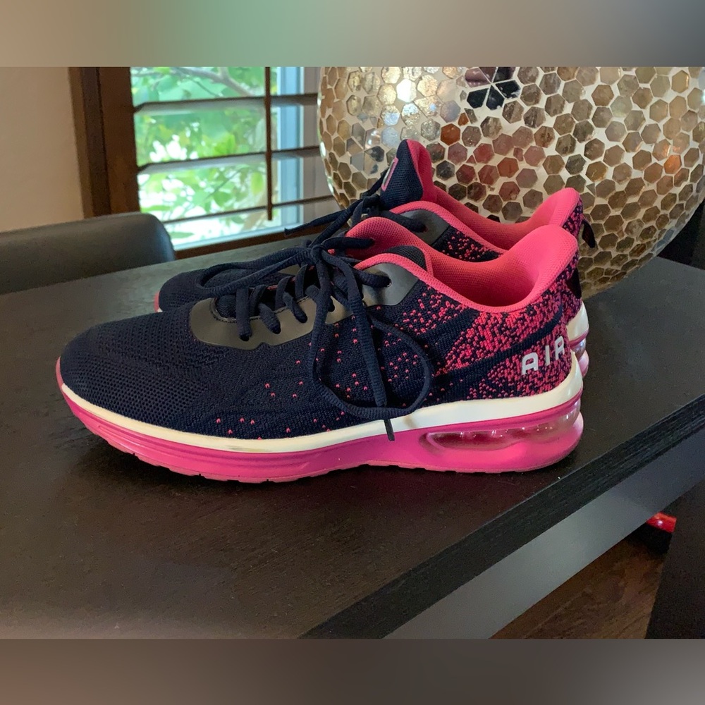 Navy and pink running shoes 8